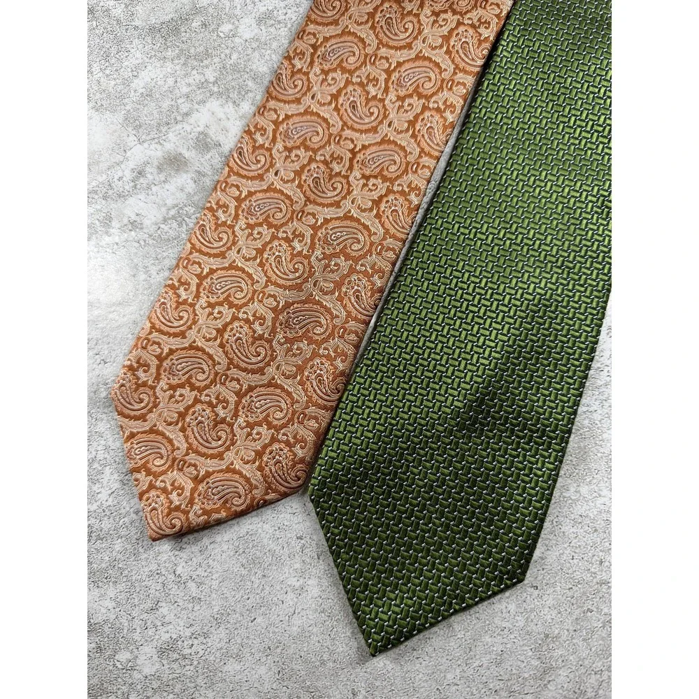 Jos. A. Bank 100% Silk Tie Set Mens One Size Multicolor Paisley Pointed Necktie